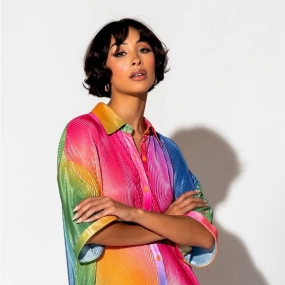 Dressed in Lala oversized rainbow shirt dress